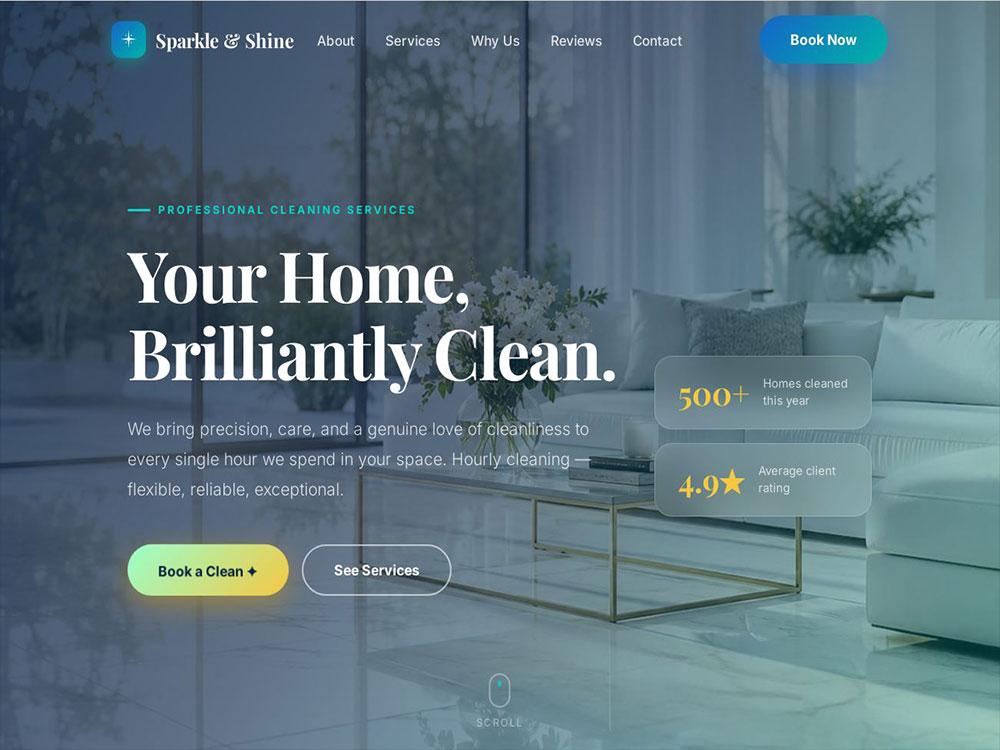 Stunning Cleaning Company Website.